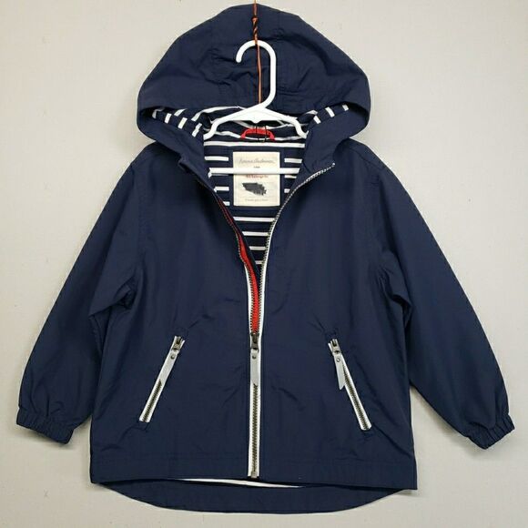 Hanna Andersson Other - Hanna Andersson Rain Jacket 100 Kids Size 4 Navy Blue Striped Lined Gorpcore